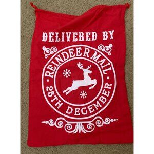 Red Christmas Santa Sack With "Delivered By Reindeer Mail 25th December" Print
